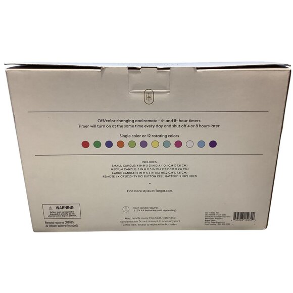 Threshold LED Pillar Candle Set Multicolor Flickering 4-Piece W/ Remote & Timer - Picture 4 of 5